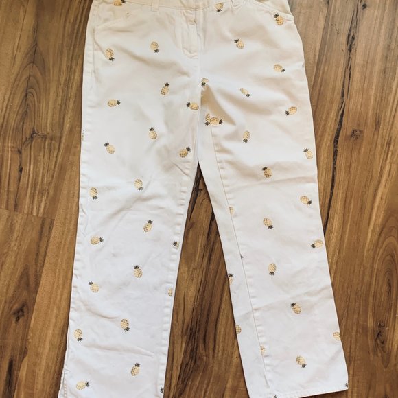 J Crew Pineapple Embroidered Capri Pants - Picture 1 of 7